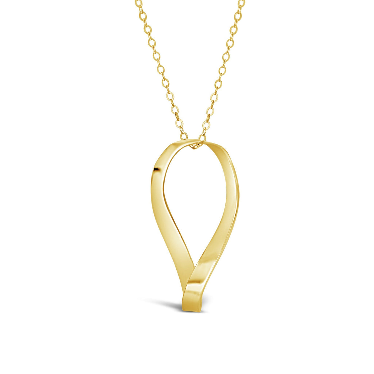 Yellow Gold Vermeil Paper Clip Necklace - With Engraved Yellow Gold Heart  Charm - 18 Inch