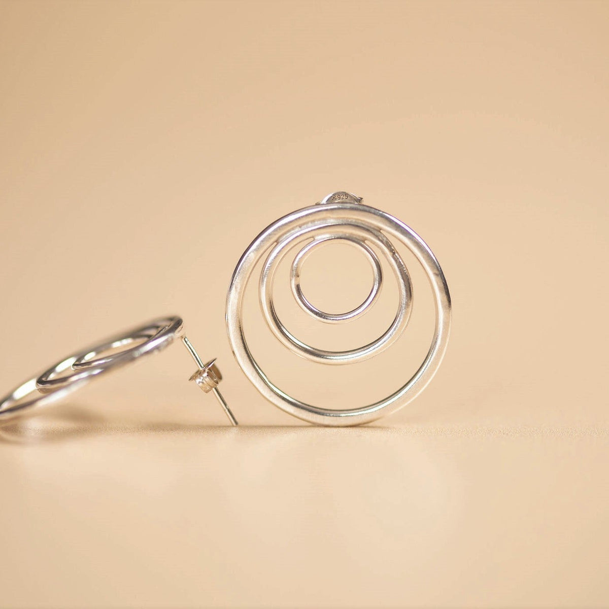 Circle Stud Earrings - 925 Sterling Silver